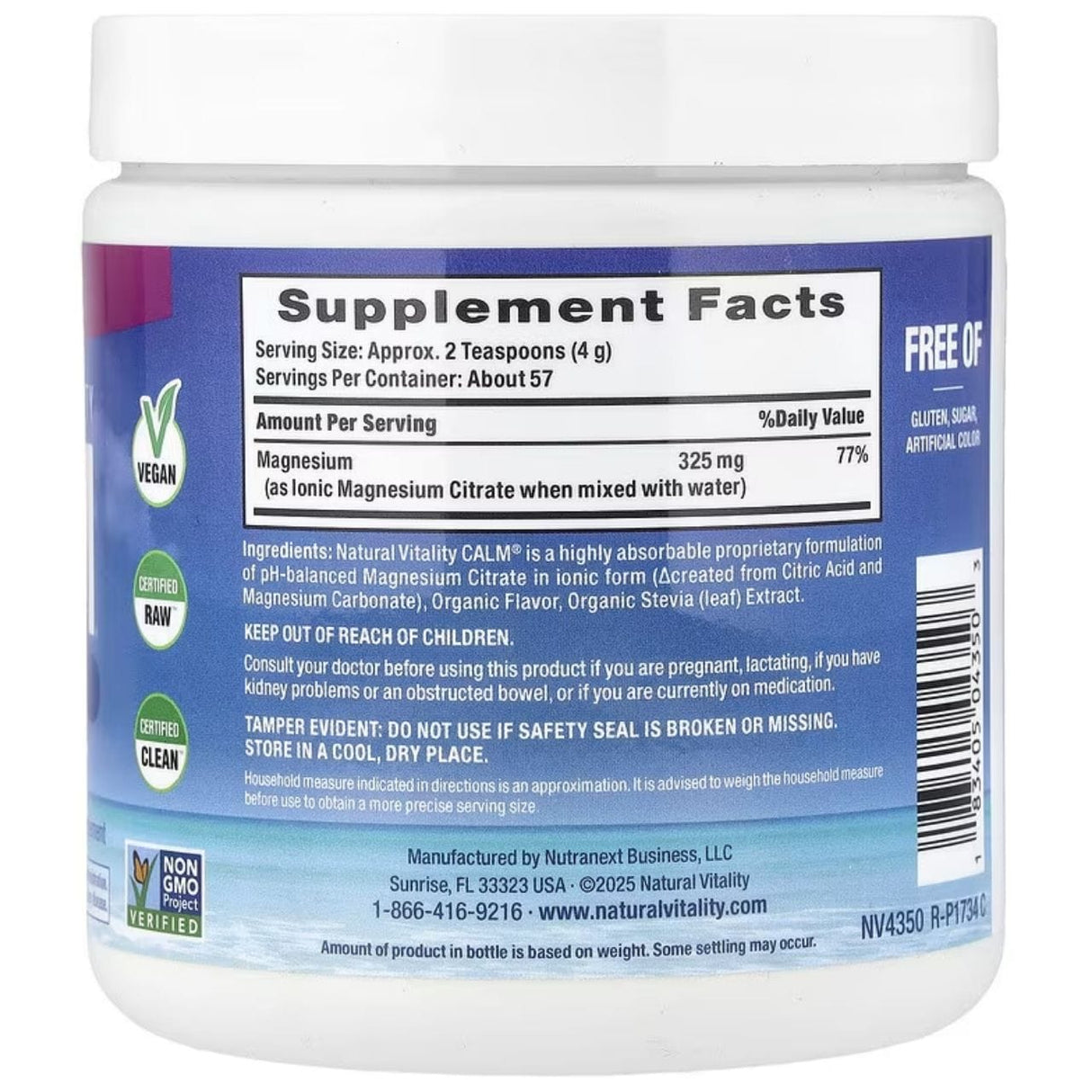 Natural Vitality Calm Magnesium Powder, Raspberry Lemon - 200 g