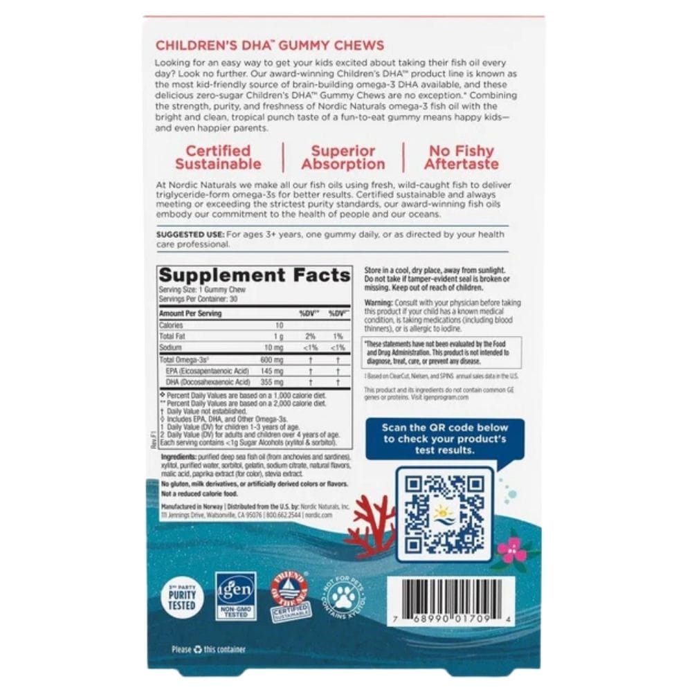Nordic Naturals Children's DHA Omega-3 250 mg, Tropical - 30 Gummies