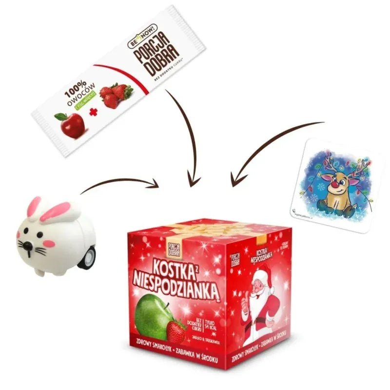 Porcja Dobra Surprise Christmas Cube, Apple-Strawberry - 16 g