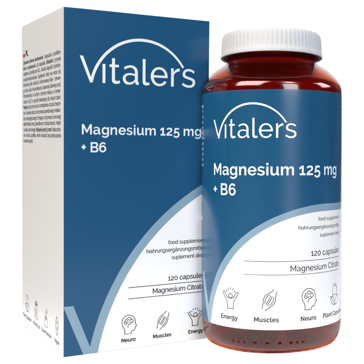 Vitaler's Magnesium 125 mg + Vitamin B6 6 mg - 120 Capsules