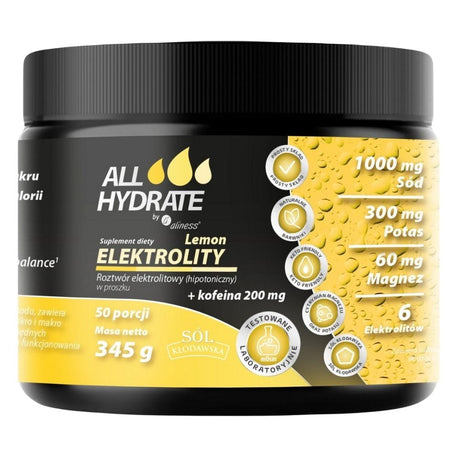 Aliness ALLHydrate Electrolytes + Caffeine 200 mg, Lemon - 345 g