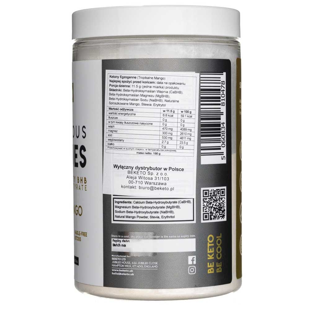 BeKeto Exogenous Ketones, Tropical Mango - 150 g