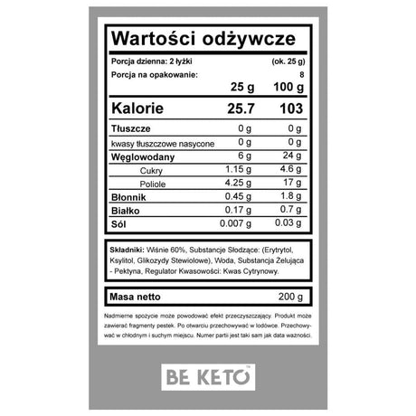 BeKeto Keto Jam, Perfect Cherry - 200 g