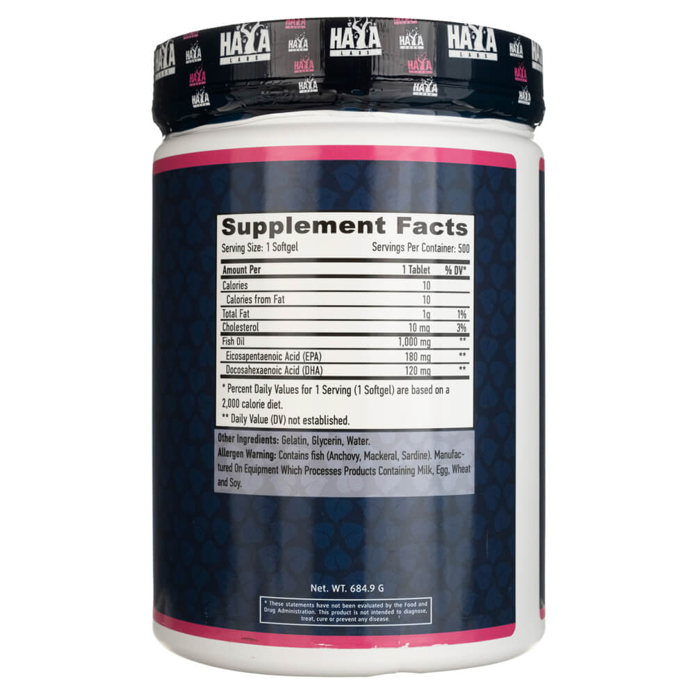 Haya Labs Omega 3 1000 mg - 500 Softgels