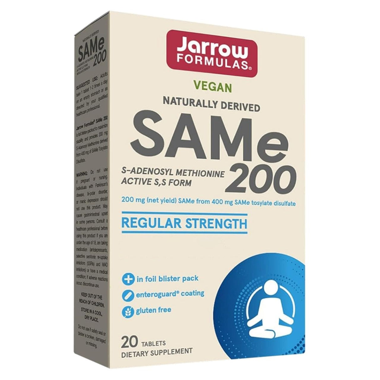 Jarrow Formulas SAMe 200 mg (S-Adenosyl-Methionine) - 20 Tablets