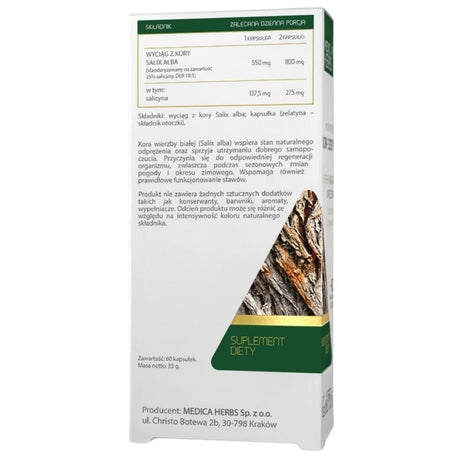 Medica Herbs Willow Bark 550 mg - 60 Capsules