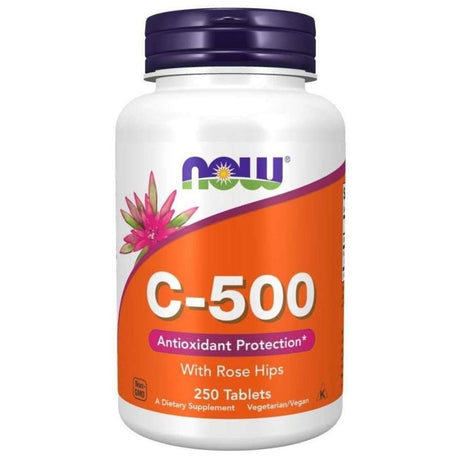 Now Foods Vitamin C-500 with Rose Hips - 250 Tablets