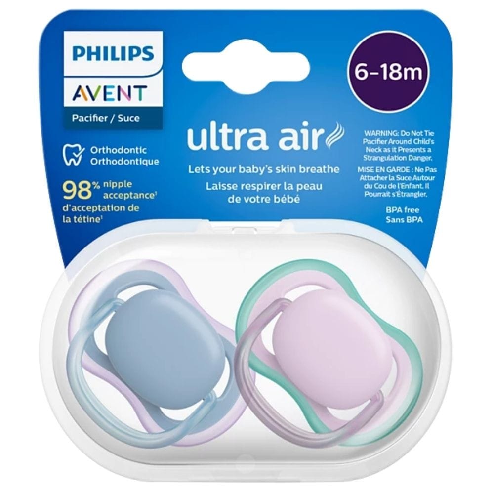 Philips Avent Ultra Air Pacifier, 6-18 Months, Girl - 2 Pieces