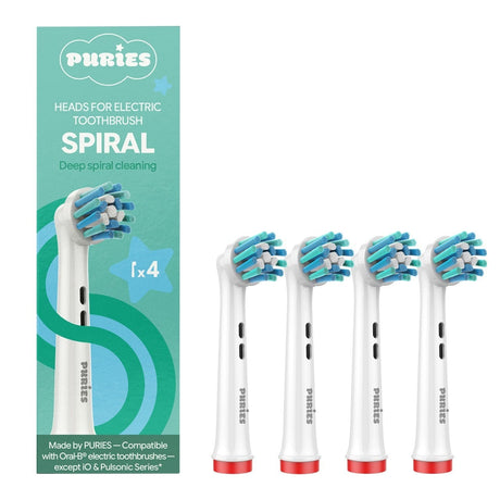 Puries Spiral Toothbrush Heads for Oral-B - 4 Pieces