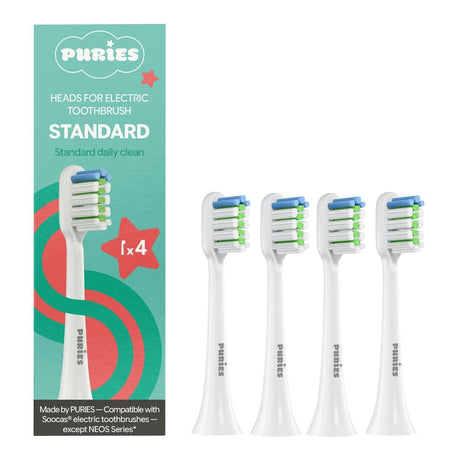 Puries Standard Electric Toothbrush Heads for Soocas - 4 Pieces