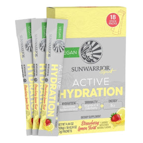 Sunwarrior Warrior Active Hydration Electrolytes, Strawberry-Lemon – 18 Sachets