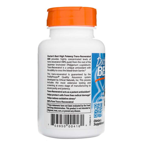 Doctor's Best  High Potency Trans-Resveratrol 600 mg - 60 Veg Capsules
